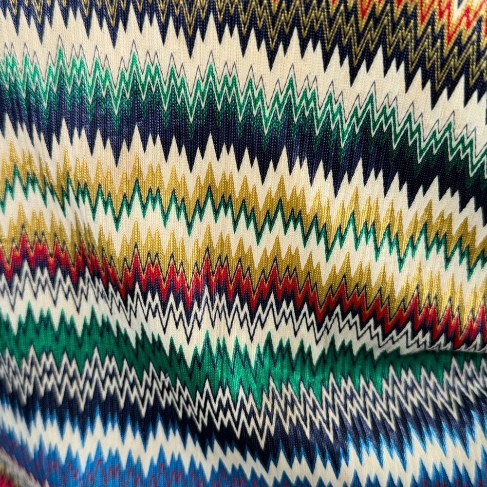 Vintage 60s Women's ZigZag Print Pointed Collar Multicolor Rainbow Stripe Size S - Picture 11 of 13